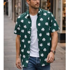 Mad Engine Men's Shamrock Shirt 100% Cotton Sz. Large St. Patrick's Day